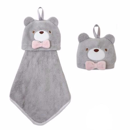 PINE CREATE Happy Bear Mascot Hand Towel (Gray) 日本PINE CREATE 快乐熊动物造型擦手巾 (灰色)