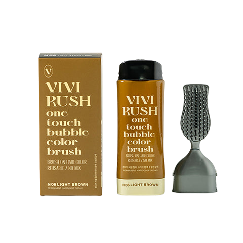 VIVI RUSH One Touch Bubble Color Brush N06 Light Brown 韩国 VIVIRUSH 发刷式泡泡染发剂 N06 浅棕色 100ml