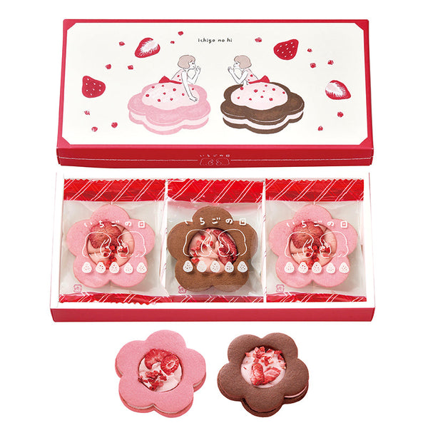 MATSUKAZEYA Strawberry Day Valentine Limited Strawberry Chocolate Sandwich 3pcs/box  日本松风屋 草莓日情人节限定草莓巧克力夹心三明治 3枚/盒