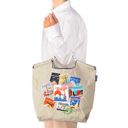 BALL & CHAIN x ANA Around The World Packable Eco Bag (M) Pale Gray 日本BALL & CHAIN x ANA 全日空航空 环游世界刺绣环保袋 (中号) 浅灰色