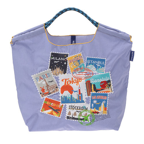 BALL & CHAIN x ANA Around The World Packable Eco Bag (M) Lavender 日本BALL & CHAIN x ANA 全日空航空 环游世界刺绣环保袋 (中号) 薰衣草紫色