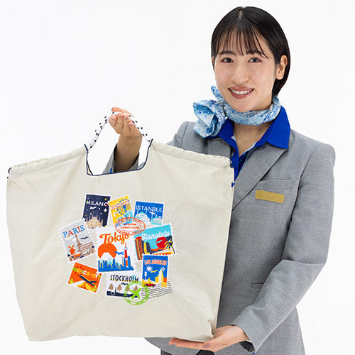 BALL & CHAIN x ANA Around The World Packable Eco Bag (L) Pale Gray 日本BALL & CHAIN x ANA 全日空航空 环游世界刺绣环保袋 (大号) 浅灰色