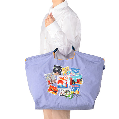BALL & CHAIN x ANA Around The World Packable Eco Bag (L) Lavender 日本BALL & CHAIN x ANA 全日空航空 环游世界刺绣环保袋 (大号) 薰衣草紫色