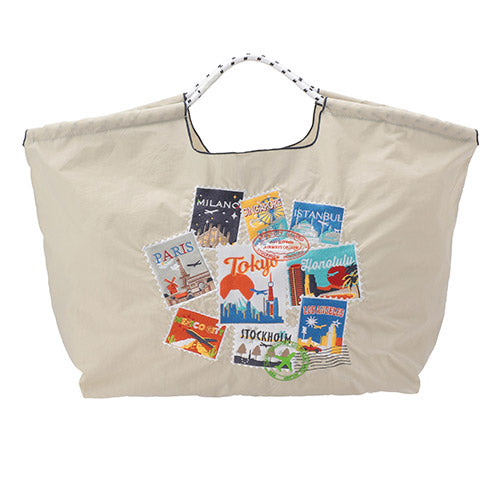 BALL & CHAIN x ANA Around The World Packable Eco Bag (L) Pale Gray 日本BALL & CHAIN x ANA 全日空航空 环游世界刺绣环保袋 (大号) 浅灰色