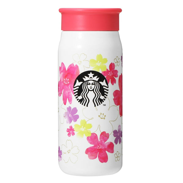 Starbucks Japan 2024 Cherry Blossom Collection Sakura White Stainless Steel Mini Bottle 日本星巴克 2024樱花系列 樱花白色不锈钢迷你瓶 355ml
