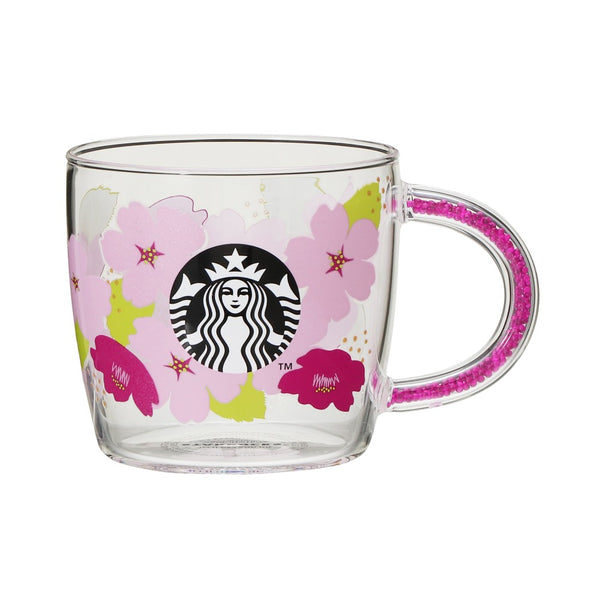 [PrStarbucks Japan 2024 Cherry Blossom Collection Sakura Bead Handle Heat Resistant Glass Mug 日本星巴克 2024樱花系列 樱花珠柄耐热玻璃杯 296ml