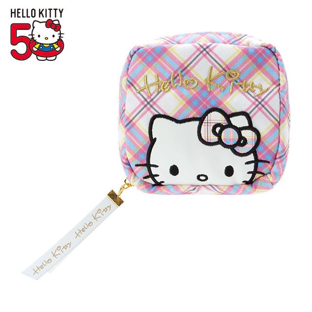 Sanrio Hello Kitty Tartan 50th Anniversary Pouch 三丽鸥 凯蒂猫50周年 尼龙化妆包