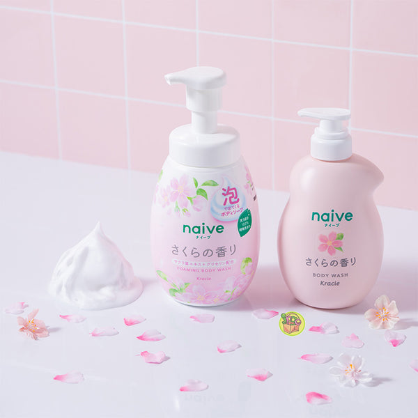 Kracie Naive Body Foaming Body Wash (Sakura)  嘉娜宝 Naive 氨基酸保湿泡沫沐浴乳 (樱花精华) 600ml