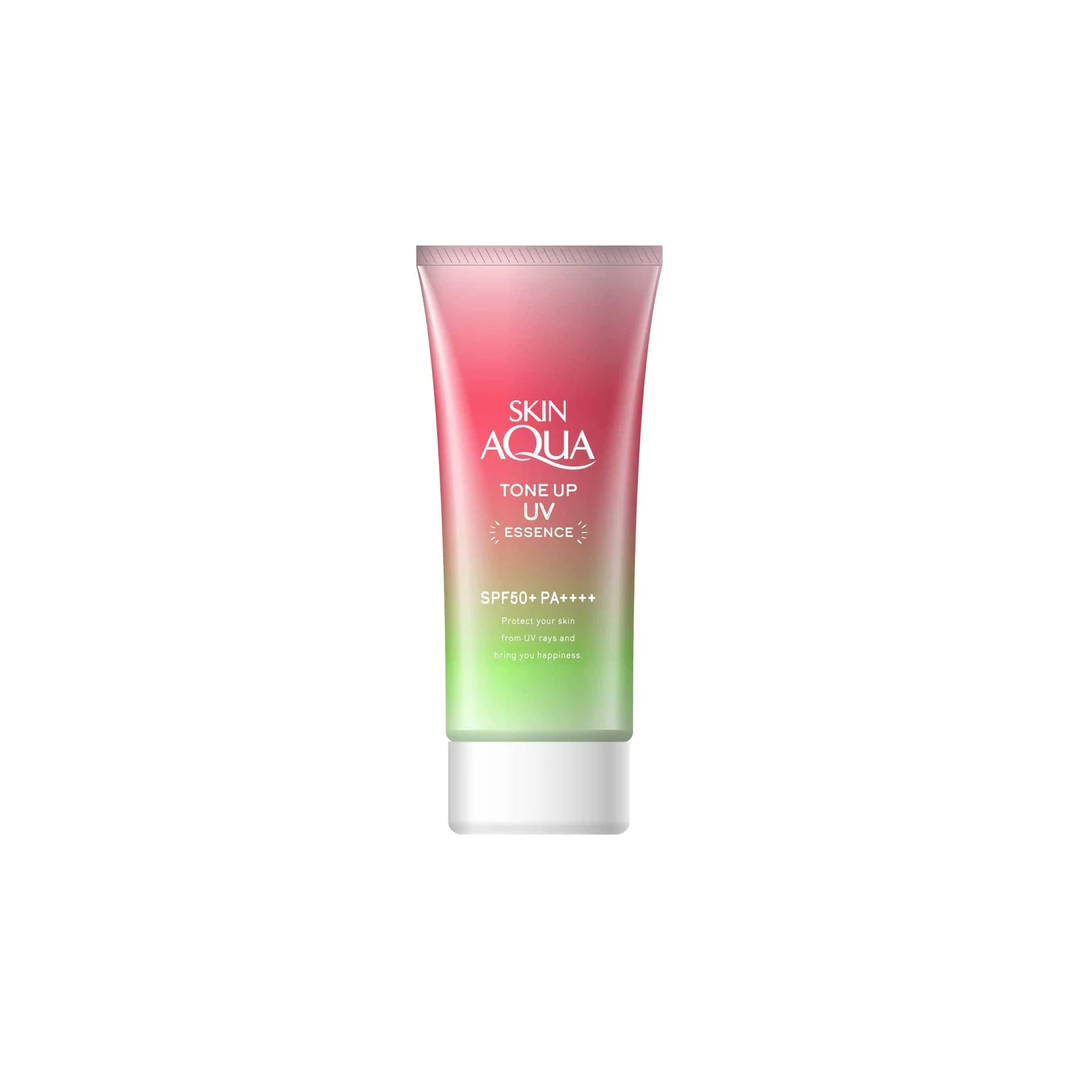 ROHTO Skin Aqua Tone up UV Essence Happiness Aura SPF50+/PA++++ 80g 日本曼秀雷敦彩虹润色系列防晒霜 粉色版 SPF50+/PA++++ 80g