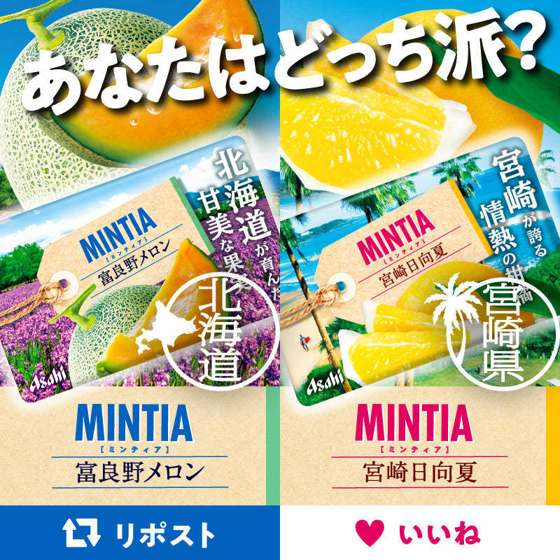 ASAHI Mintia Breath Mint Candy (Furano Melon) 50 Tablets/pck 朝日 Mintia 清涼薄荷糖 (富良野蜜瓜) 50粒 7g