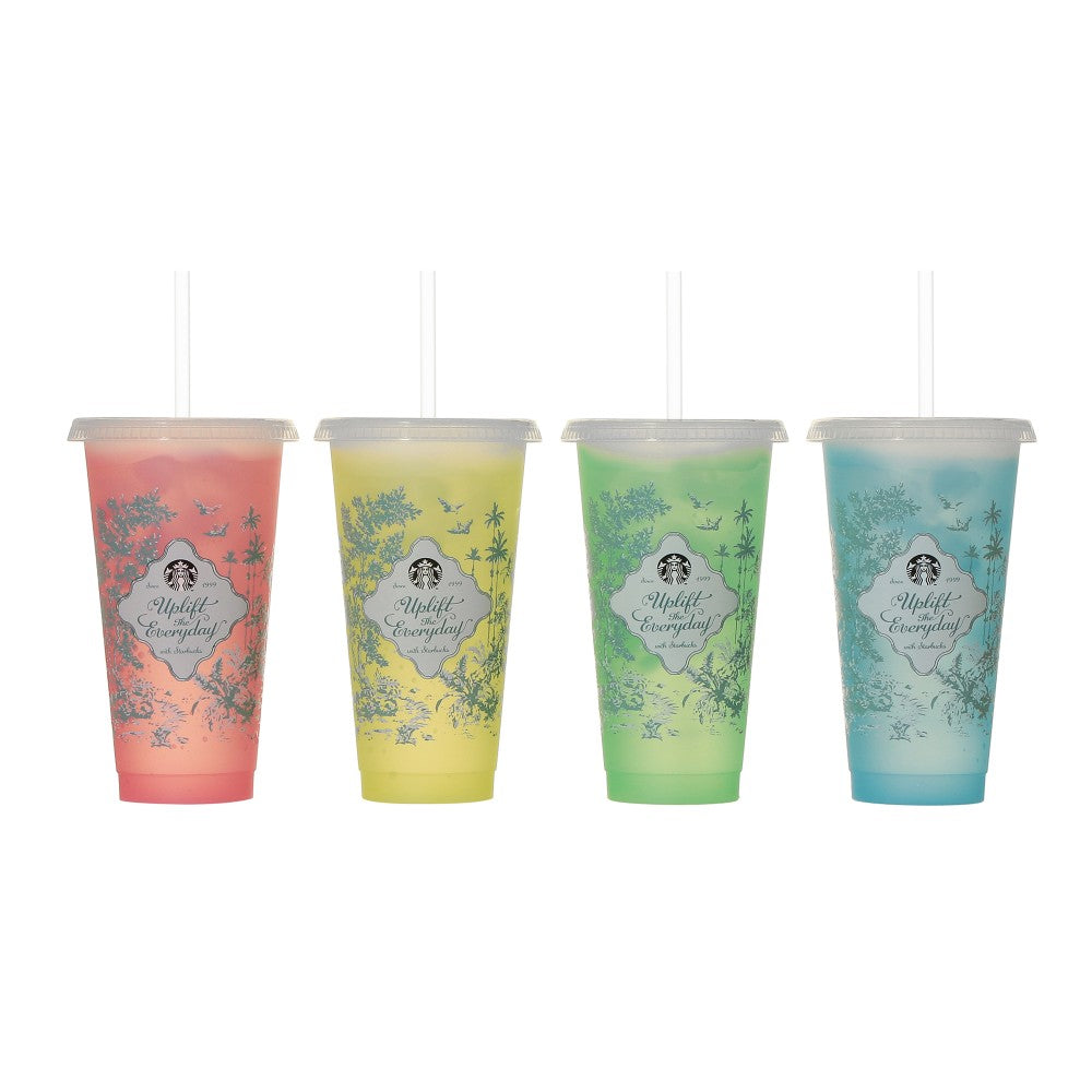 Starbucks Japan Happy Spring Days Color-Changing Reusable Cold Cup with Bear Straw Cap 710ml 日本星巴克春日限定系列 变色冷饮杯 小熊吸管盖