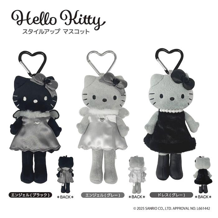 Sanrio Japan Style Up Mascot - Hello Kitty Black Angel Grey In Black Dress 日本三丽鸥 黑灰天使长腿灰色黑裙kitty挂件