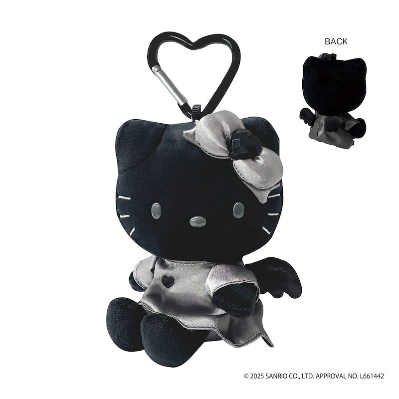 Sanrio Japan Hello Kitty Black Angel Grey Mascot Keychain - Black 日本三丽鸥 Hello Kitty 天使挂件钥匙扣 – 黑色