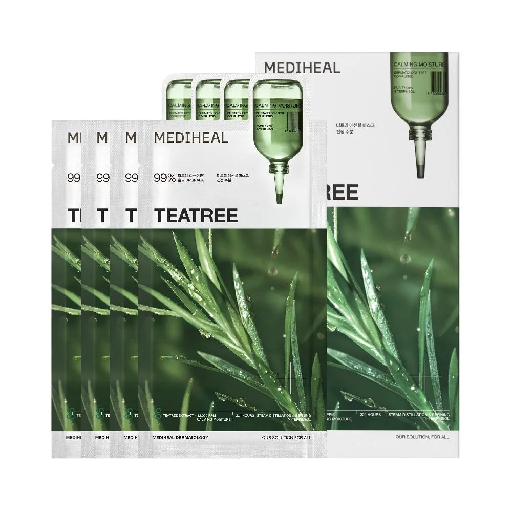 MEDIHEAL Teatree Essential Mask Calming Moisture 10 Sheets/Box 韩国 MEDIHEAL 美迪惠尔 茶树舒缓保湿面膜 10片/盒