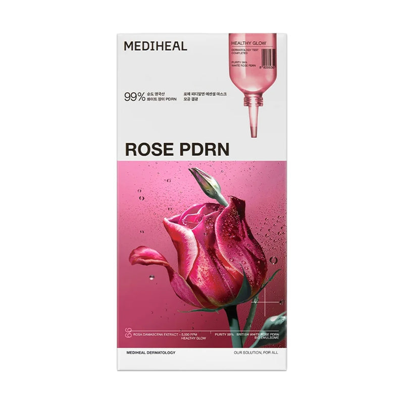 MEDIHEAL Rose PDRN Essential Mask Healthy Glow 10 Sheets/Box 韩国 MEDIHEAL 美迪惠尔 玫瑰PDRN水光焕亮面膜 10片/盒