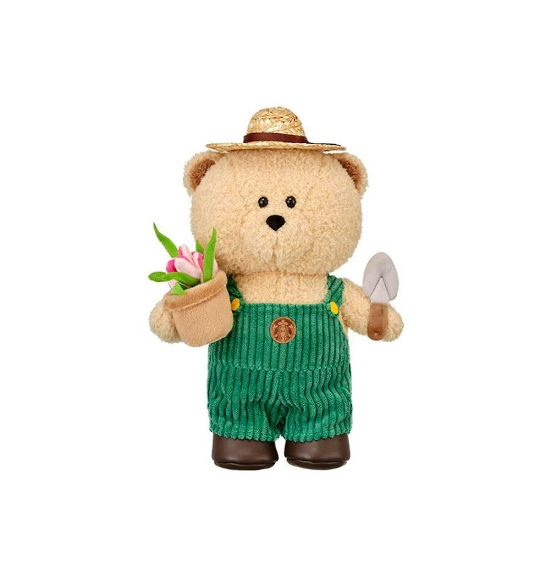 STARBUCKS Korea 2025 Flower Market Gardener Bearista Bear Plush Doll 27cm 星巴克韩国 2025 花卉市场系列 花匠小熊玩偶