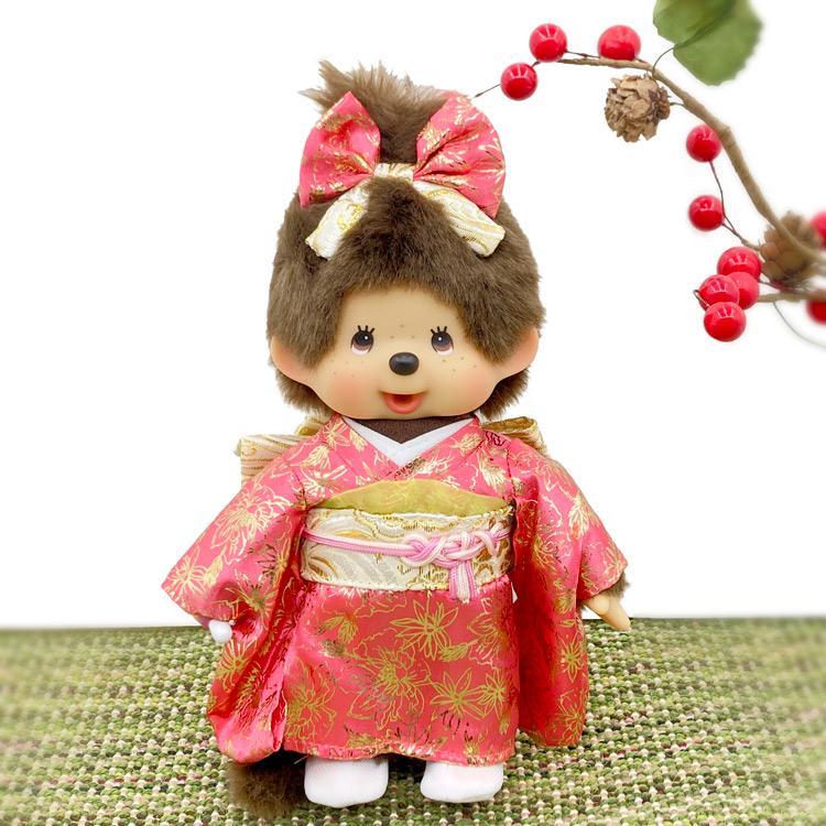 Monchhichi Furisode Kimono Girl Plush Doll S Size 日本 Monchhichi 蒙奇奇 振袖和服女孩公仔 S号