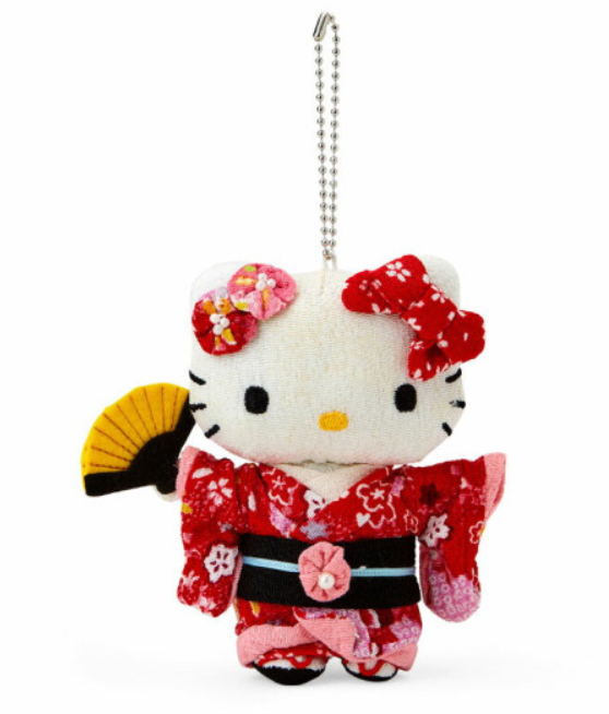 Sanrio Japan Hello Kitty Japanese Kimono Plush Mascot Charm Red S Size 日本 三丽鸥 凯蒂猫 红色和服毛绒挂件 S号