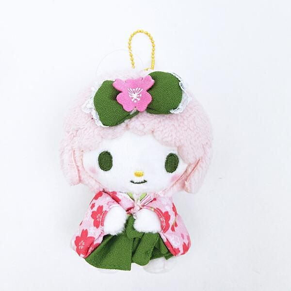 Sanrio Japan My Sweet Piano Matcha Kimono Plush Mascot Keychain 日本 三丽鸥 My Sweet Piano 小羊 抹茶樱花和服毛绒挂件