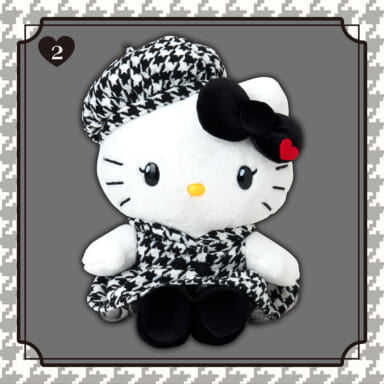 Sanrio Japan Hello Kitty Plush – Monochrome Girly Twin Outfit Coordinate Design Series - Limited Edition 日本三丽鸥 千鸟格kitty生日限定毛绒黑白公仔掛件