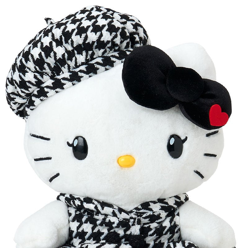 Sanrio Japan Hello Kitty Plush – Monochrome Girly Twin Outfit Coordinate Design Series - Limited Edition 日本三丽鸥 千鸟格kitty生日限定毛绒黑白公仔掛件
