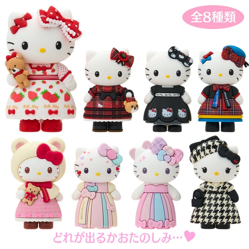 Sanrio Japan Hello Kitty Birthday Doll Mini Mascot Blind Box monochrome girly twin coordinate (Limited Edition) 日本三丽鸥 千鸟格kitty生日限定迷你盲盒