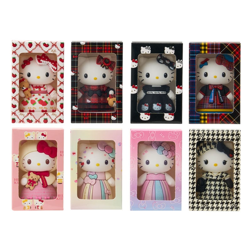Sanrio Japan Hello Kitty Birthday Doll Mini Mascot Blind Box monochrome girly twin coordinate (Limited Edition) 日本三丽鸥 千鸟格kitty生日限定迷你盲盒