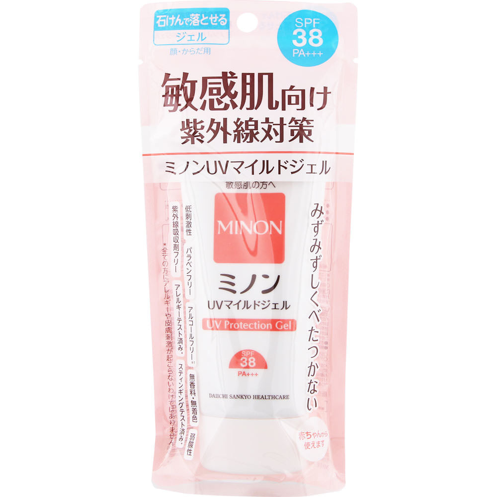 DAIICHI SANKYO MINON Sensitive Skin Mild Sunscreen Gel SPF38/PA+++ 70g 日本MINON 温和敏感肌防晒凝露 SPF38/PA+++