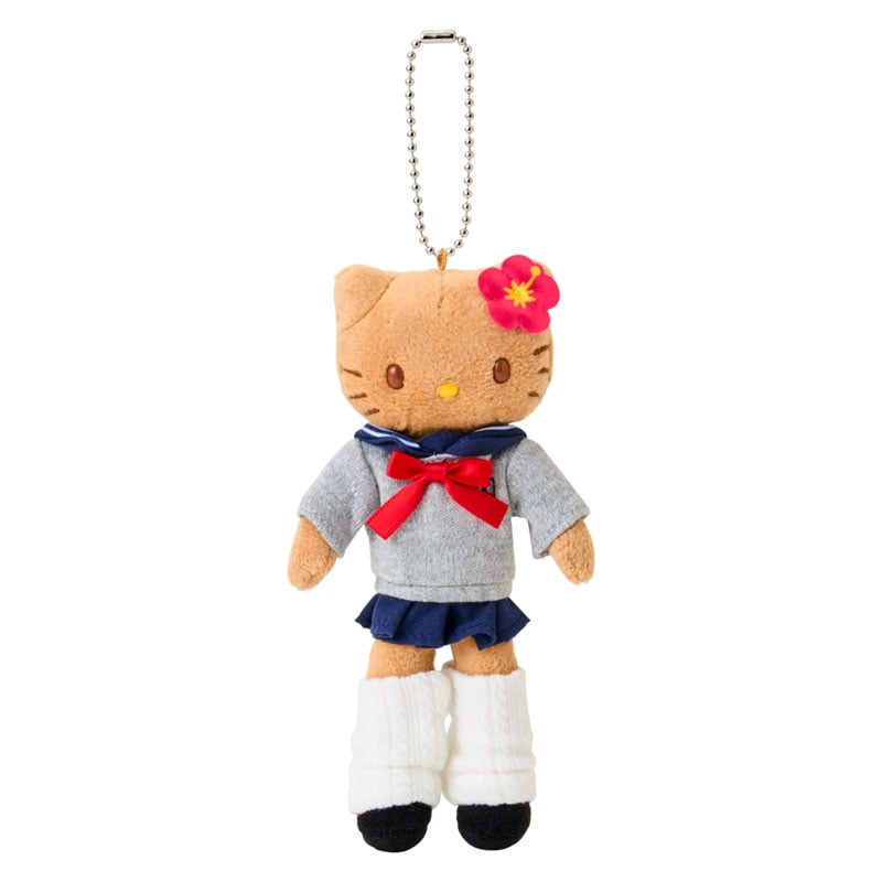 Sanrio Japan Mascot Holder – Hello Kitty School Girl Style (Tan Ver.) 三丽鸥日本限定 长腿黄皮平成辣妹制服 Hello Kitty 毛绒挂 (校服款）