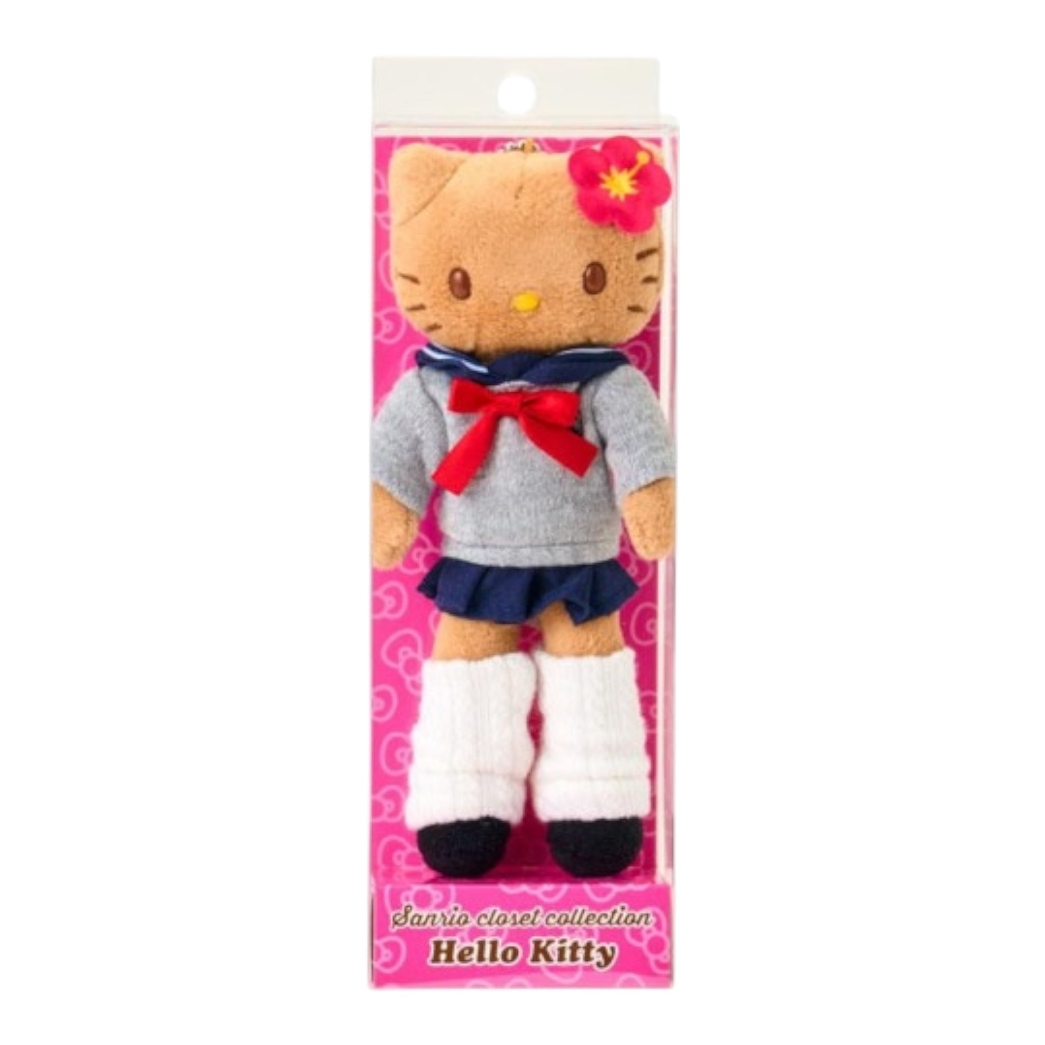 Sanrio Japan Mascot Holder – Hello Kitty School Girl Style (Tan Ver.) 三丽鸥日本限定 长腿黄皮平成辣妹制服 Hello Kitty 毛绒挂 (校服款）
