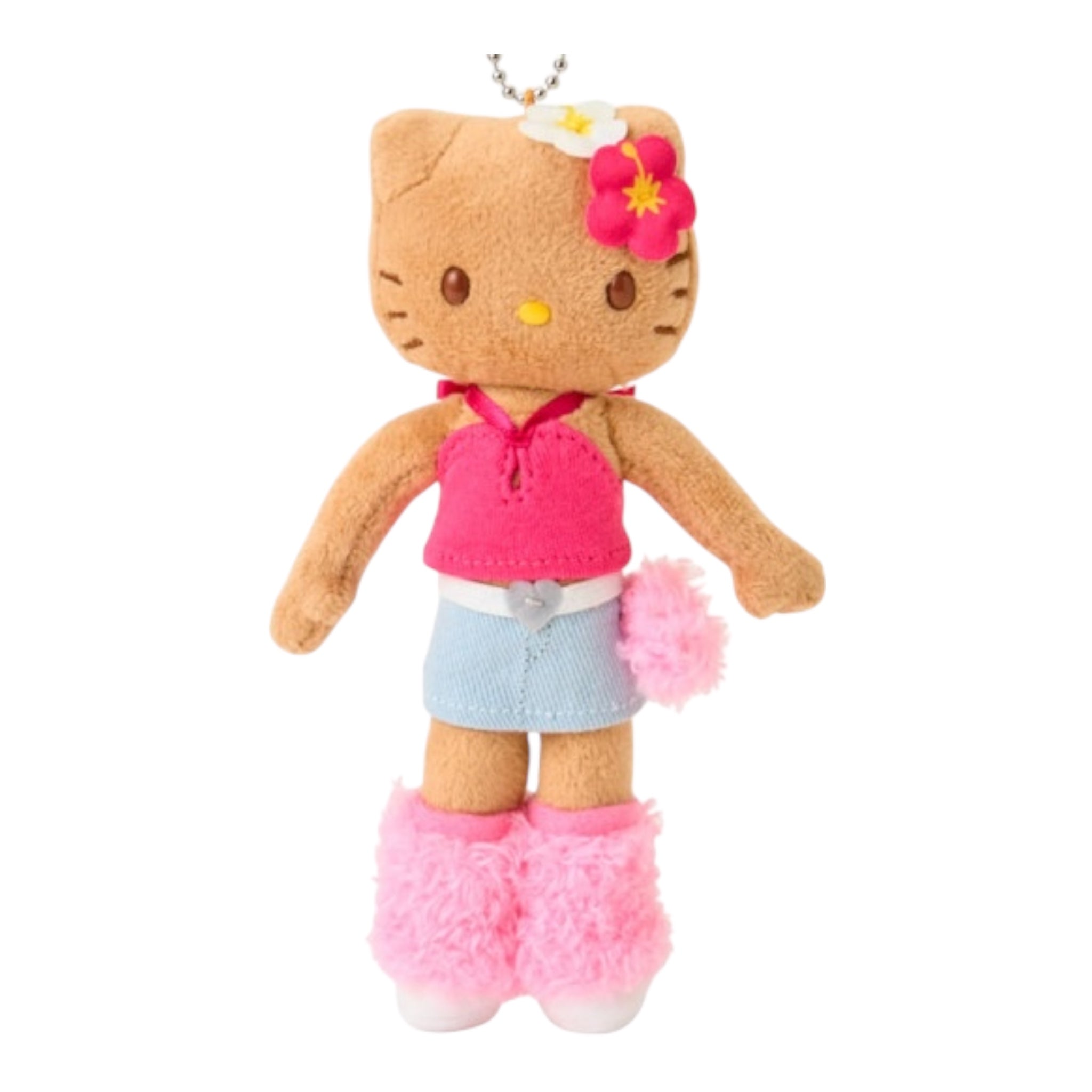 Sanrio Japan Mascot Holder – Hello Kitty Closet Collection Y2K Gal Hibiscus Tan 三丽鸥日本限定 Hello Kitty 平成辣妹 Y2K 木村系风吊饰（小麦肤色）