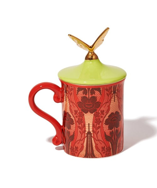 Francfranc × ANNA SUI Flower Mug with Lid, Red 日本Francfranc × 安娜苏花朵带盖马克杯(红色）