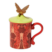 Francfranc × ANNA SUI Flower Mug with Lid, Red 日本Francfranc × 安娜苏花朵带盖马克杯(红色）