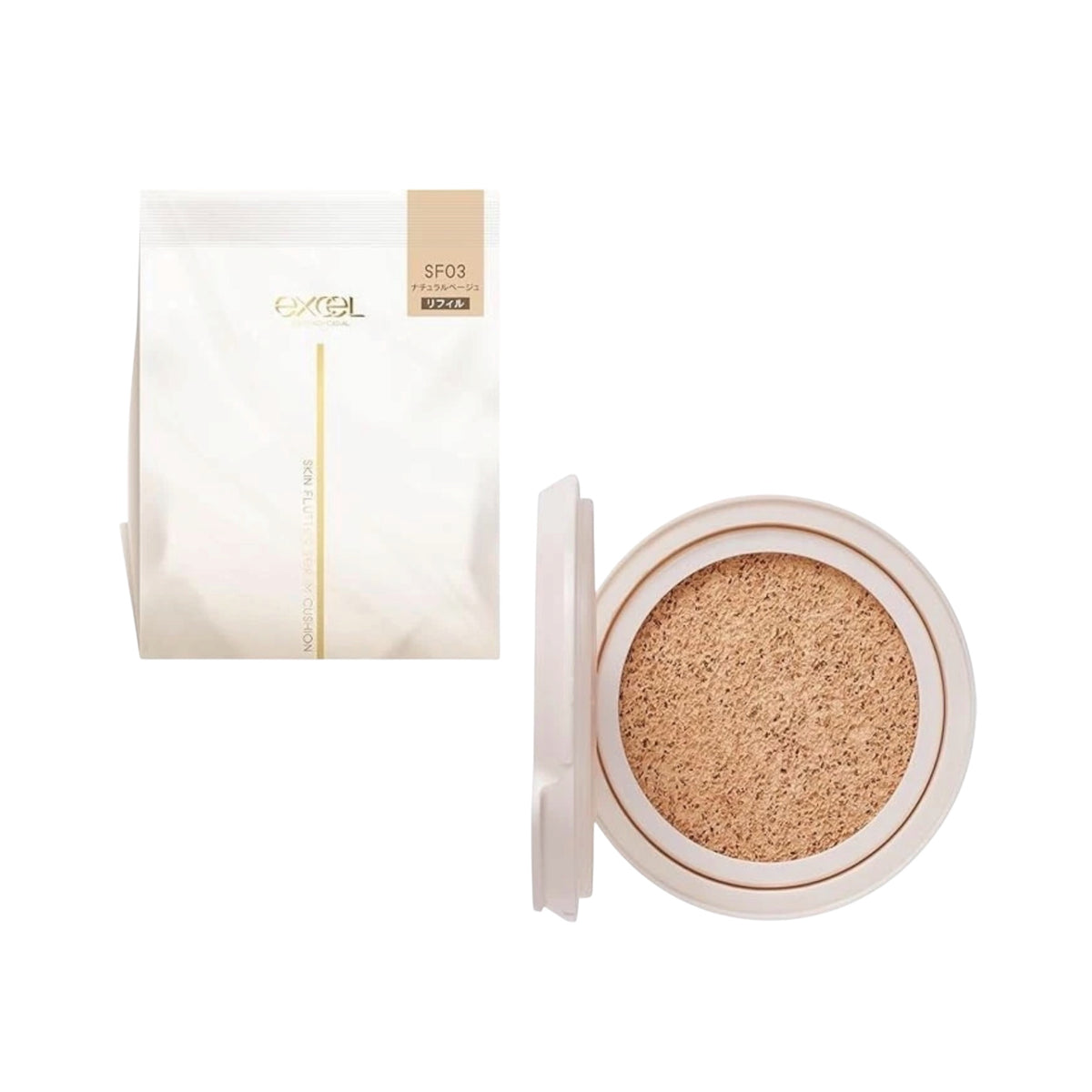 excel Skin Flatter Serum Cushion SF03 Natural Beige excel Skin 精华气垫粉底 SF03 自然米色 13g