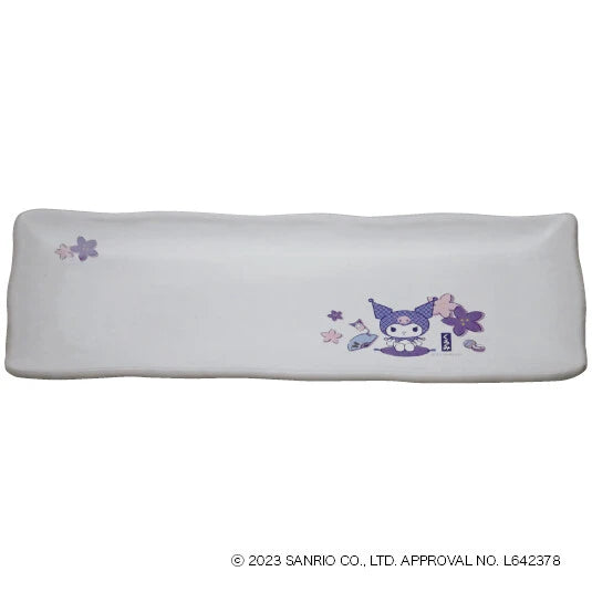 Sanrio Japan Kuromi Kikyo Flower Banko Ware Ceramic Long Plate 
日本三丽鸥 Kuromi 酷洛米 桔梗花万古烧陶瓷长盘