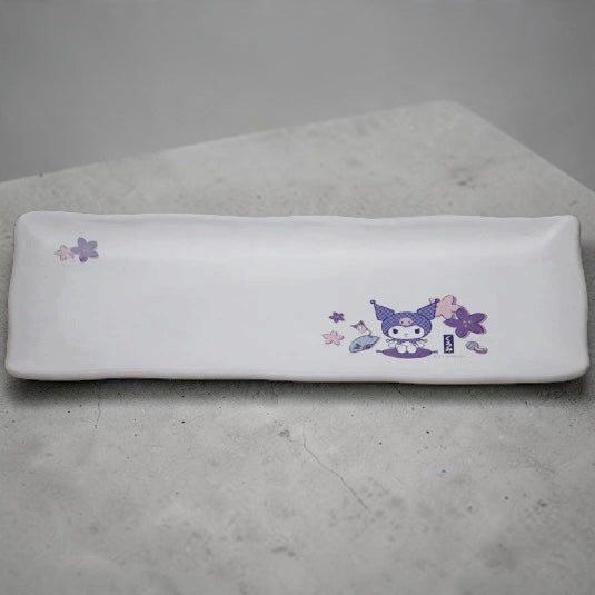 Sanrio Japan Kuromi Kikyo Flower Banko Ware Ceramic Long Plate 
日本三丽鸥 Kuromi 酷洛米 桔梗花万古烧陶瓷长盘