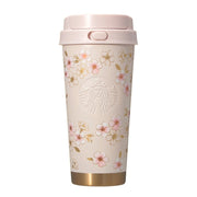 Starbucks Japan 2026 SAKURA Stainless TOGO Bottle Pink Beige & Gold 473ml 日本星巴克 2026樱花系列 不锈钢保温杯 粉米金色