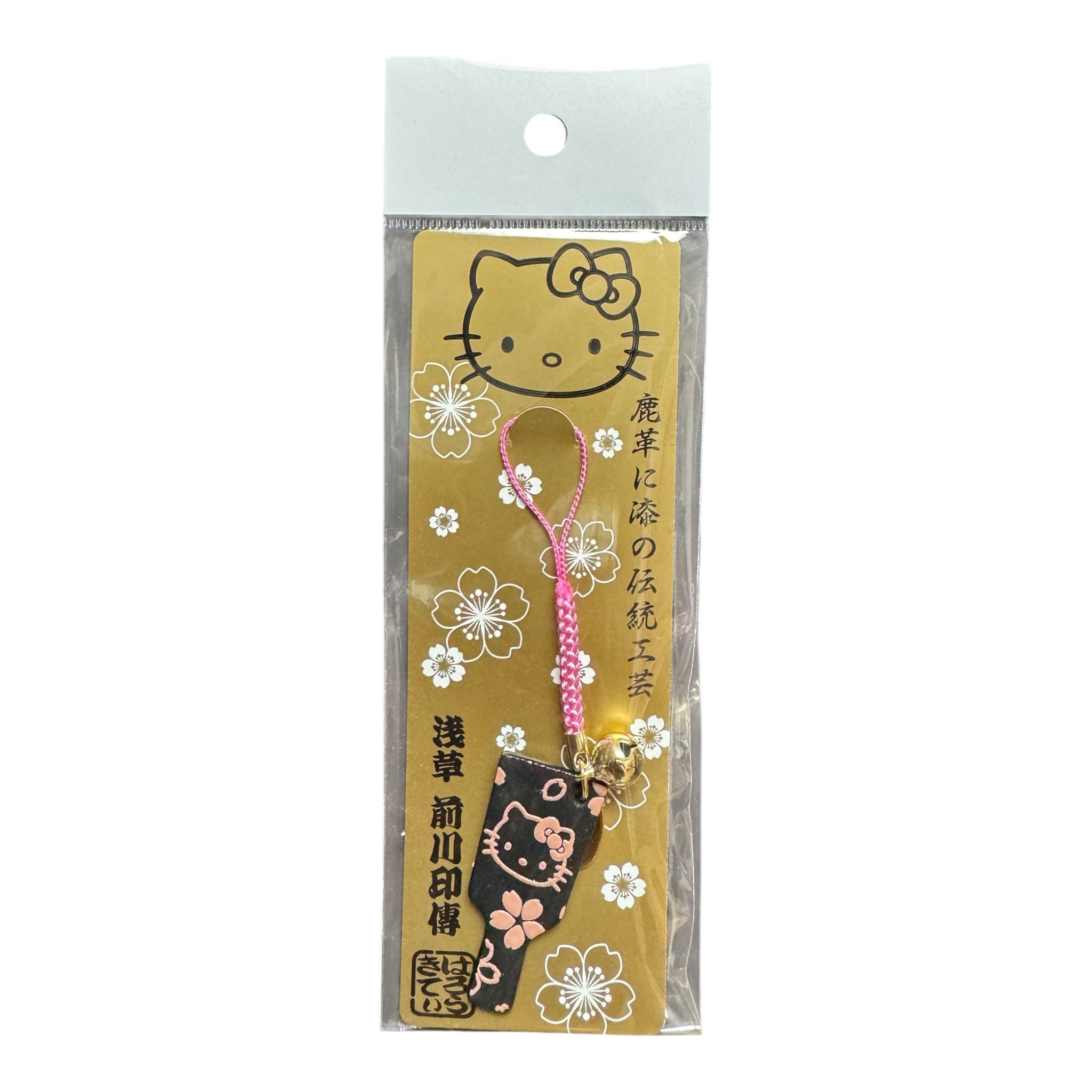 Hello Kitty Asakusa Inden Leather Omamori Strap – Black Protection Edition 日本浅草寺限定 前川印传 Hello Kitty 鹿皮御守手机挂件 黑色辟邪守护款