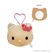 Sanrio Japan Hello Kitty 90s Fluffy Mirror Mascot Hibiscus 日本三丽鸥Hello Kitty 90s 黑皮毛绒小镜挂件(扶桑花款)