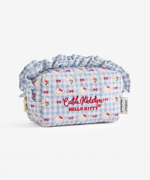 Hello Kitty × Cath Kidston Drawstring Cosmetic Pouch - Blue Hello Kitty × Cath Kidston 蓝色格纹收纳化妆包
