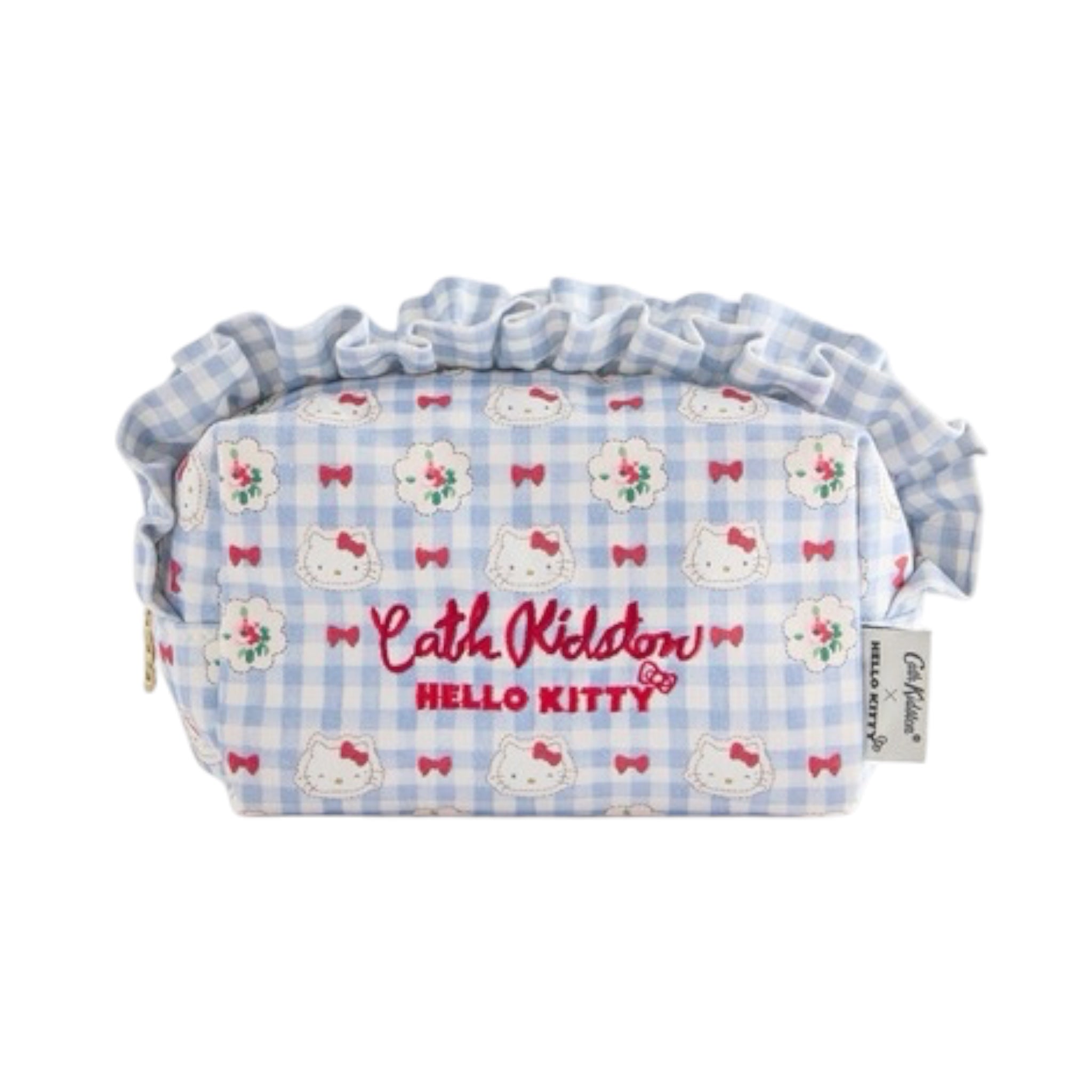 Hello Kitty × Cath Kidston Drawstring Cosmetic Pouch - Blue Hello Kitty × Cath Kidston 蓝色格纹收纳化妆包
