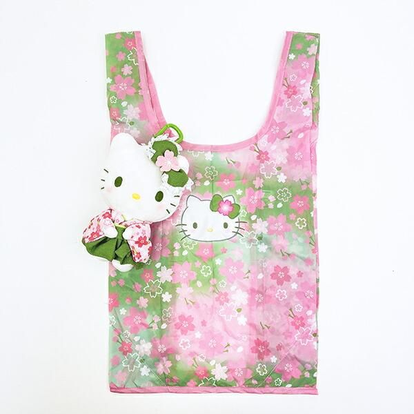 Sanrio Japan Hello Kitty Sakura Kimono Plush Foldable Eco Shopping Bag 日本三丽鸥Hello Kitty 樱花和风玩偶折叠环保购物袋