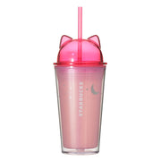 Starbucks Japan Halloween 2026 Color Changing Pink Cat Ear Cold Cup Tumbler 日本星巴克 Starbucks 2026 万圣节限定 粉色猫耳遇冷变色吸管杯 473mL