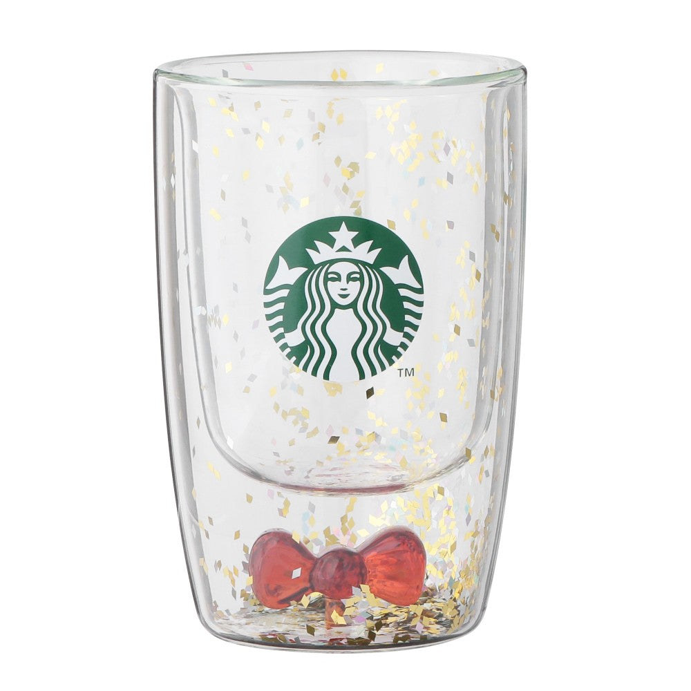 Starbucks Japan Holiday 2026 Double Wall Heat-Resistant Glass with Ribbon Limited Edition 日本星巴克 2026 圣诞限定 蝴蝶结双层耐热玻璃杯 355mL
