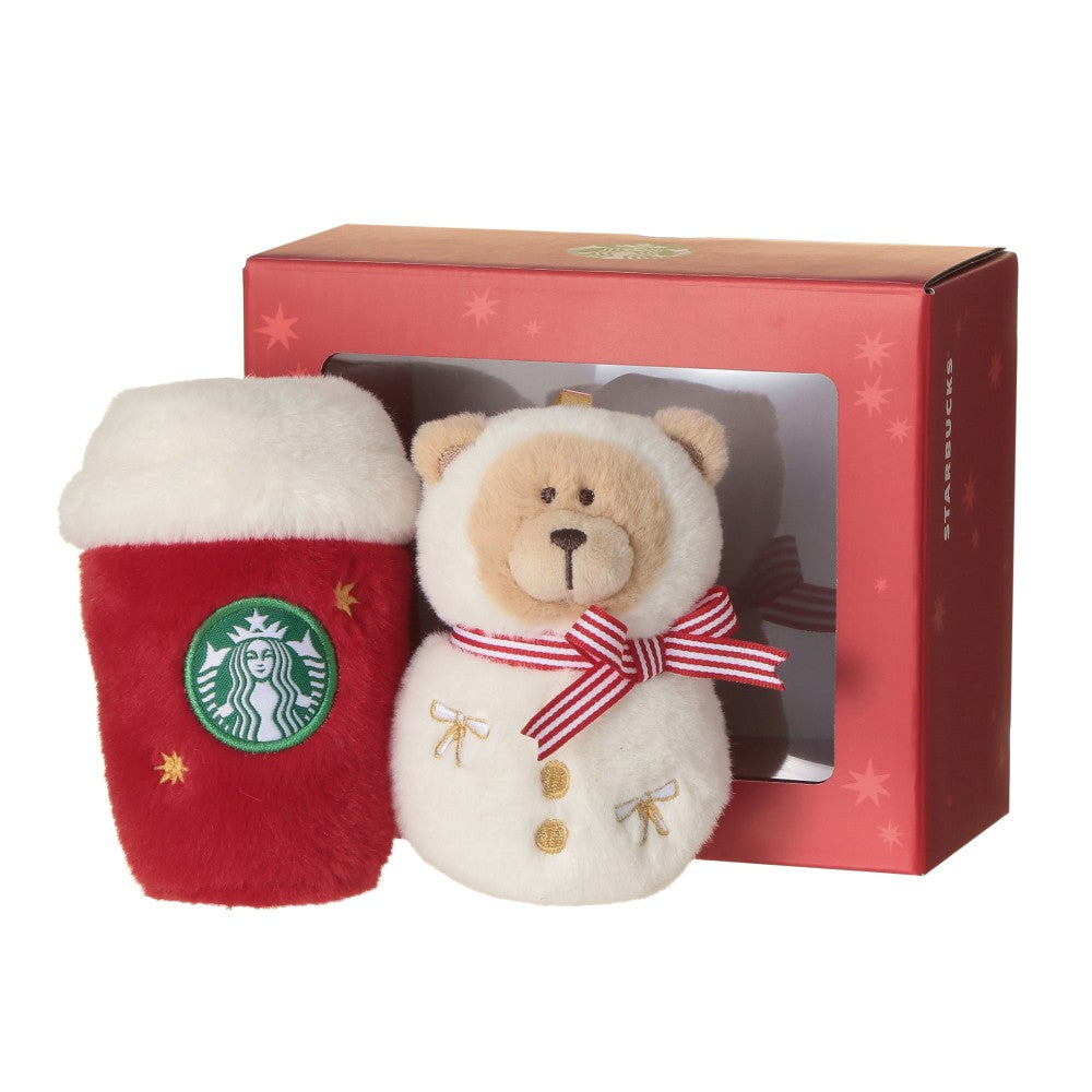 Starbucks Japan Holiday 2026 Bearista Snowman & Red Cup Plush Ornament Set with Gift Box – Limited Edition 日本星巴克 2026 圣诞限定 雪人小熊＋红杯毛绒挂饰礼盒