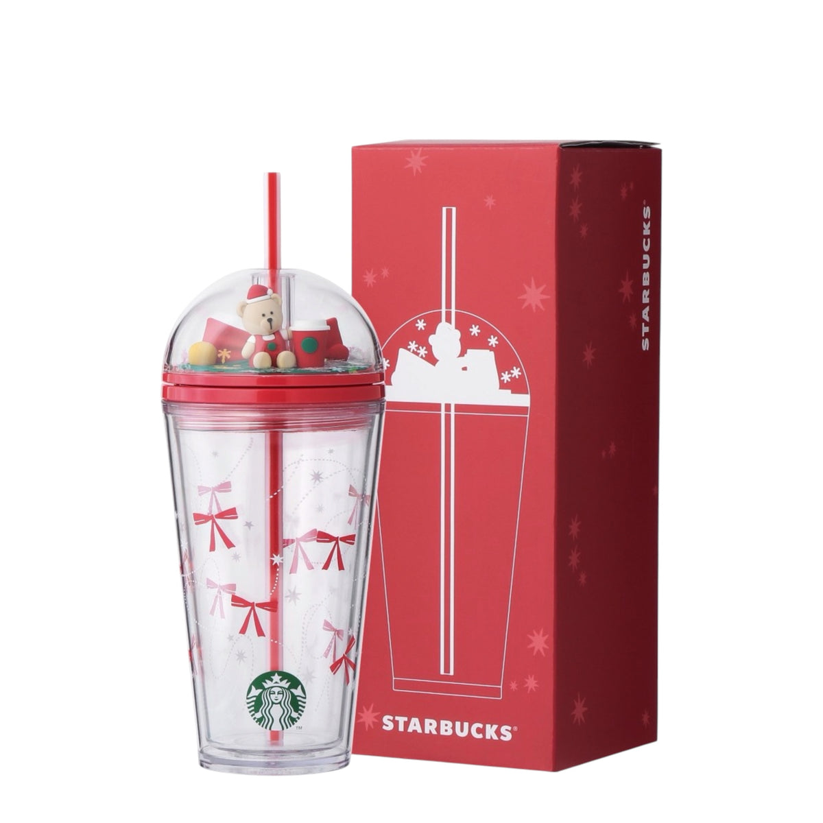 Starbucks Japan Holiday 2026 Bearista Figure Cold Cup Tumbler with Gift Box Limited Edition 日本星巴克 2026 圣诞限定 Bearista 小熊旋转公仔冷饮吸管杯 礼盒装 473mL