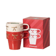 Starbucks Japan Holiday 2026 Stacking Mug Pair Set with Gift Box Limited Edition 日本星巴克 2026 圣诞限定 蝴蝶结叠叠杯双杯礼盒 237mL × 2