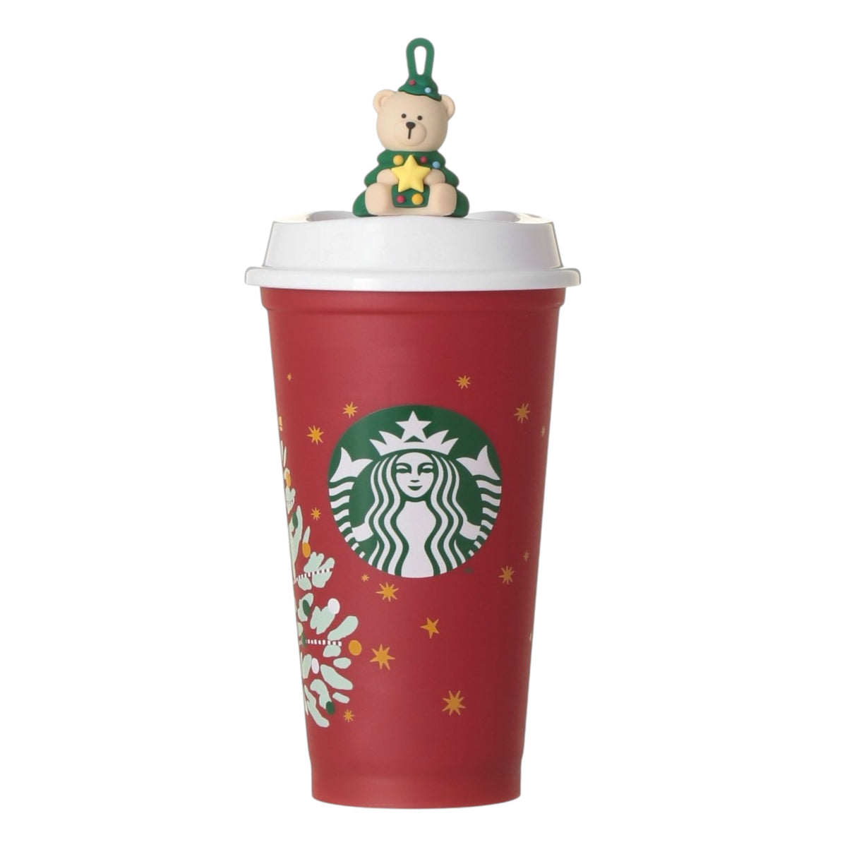 Starbucks Japan Holiday 2026 Reusable Cup with Bearista Tree Drink Hole Cap Limited Edition 日本星巴克 2026 圣诞限定 Bearista 圣诞树小熊杯盖塞 随行杯 473mL