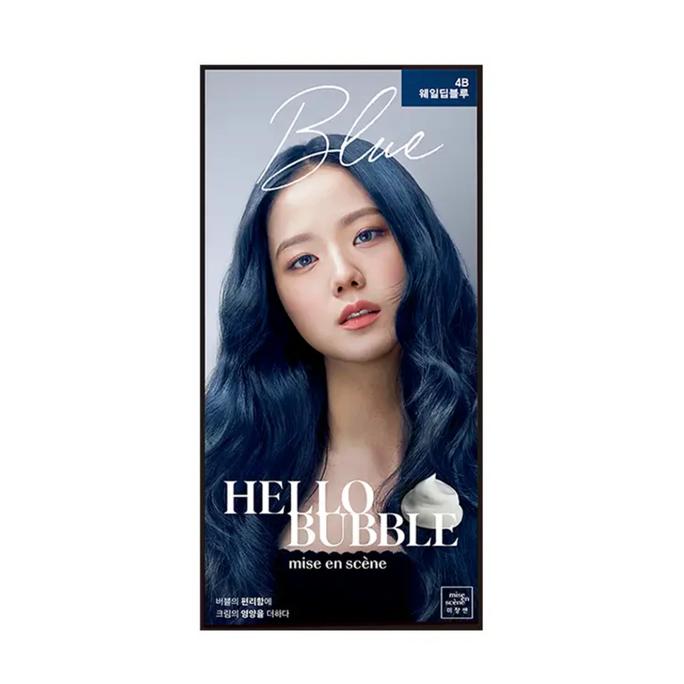 Mise En Scene Hello Bubble x BLACKPINK Hair Color 2022 ver. (4B Whale Deep Blue) 爱茉莉 HELLO BUBBLE x BLACKPINK 泡沫染发剂 2022新版 (4B 鲸鱼蓝)
