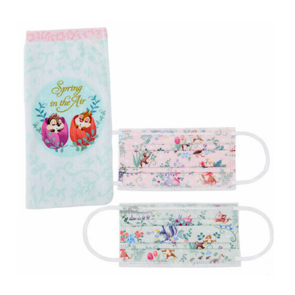 Tokyo C&D Spring in the Air Collection Towel Pouch & Mask Set 东京迪士尼 奇奇和蒂蒂 空气中的春天系列毛巾袋&口罩套装